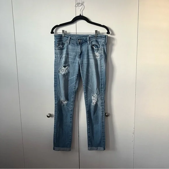 Ag Adriano Goldschmied Cropped Jeans The Stilt Roll-Up Cigarette Distressed 28 - Picture 2 of 11